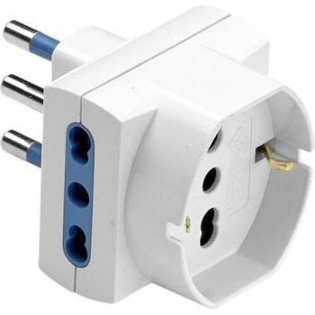 Adattatore Triplo 16A MAURER Bianco con 2 Prese Bipasso e 1 Presa Schuko P40
