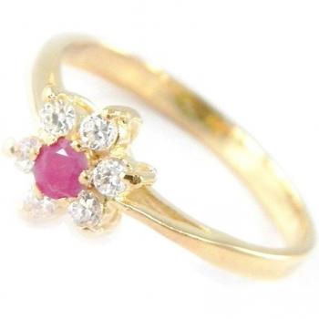 Gold‑Plated Garnet Blossom Ring – 50mm, Crimson