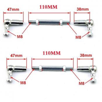 2 Pack M8 Steering Tie Rod Kit with Ball Joint for Mini Kids ATV Go Kart Buggy Scooter (100MM-240MM)