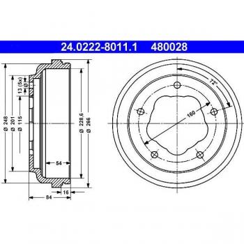 ATE 24.0222‑8011.1 Tambor de freno