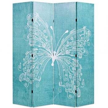 Folding Room Divider 160x170 cm Butterfly Blue Privacy Screen