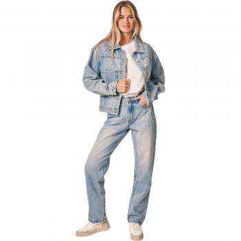 Giacca blu denim oversize con maniche a pallone F.A.M. Paris Vicky Embro