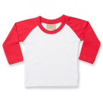 T-shirt bébé Larkwood manches longues style baseball 0-6 mois blanc/bleu marine