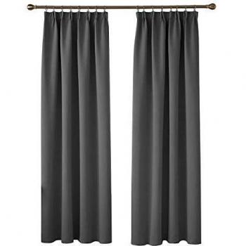 Deconovo Dicke Gardinen mit Kräuselband 242x132 cm Hellgrau 2er Set