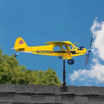 Indicateur de direction du vent en métal 3D Piper J3 Cub, décoration de jardin, 32*28cm