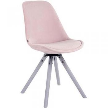 Chaise De Salle A Manger en Velours Rose avec Piétement Bois