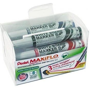 Kit Brosses & Marqueurs Maxiflo : Brosse 13x6x7,5cm + 4 Marqueurs (Pointe Conique)