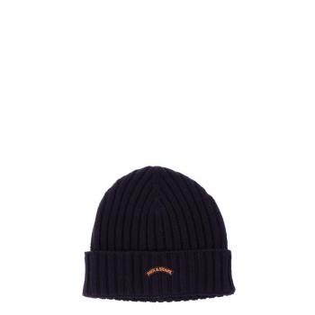 Paul & Shark Mens One‑Size Wool Beanie, Black