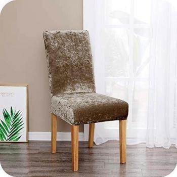 Khaki Velvet Elastic Chair Covers, 6‑Pack Essentials