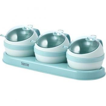 Seasoning Box with Spice Jars and Spoon Lids