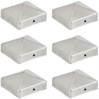 Bouchons de poteau en métal galvanisé 71x71 mm (6 pcs)