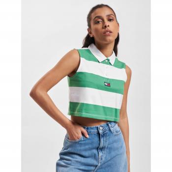 Tommy Jeans Polo de Larga Manga Verde con Rayas
