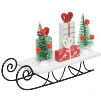 LUGE METALLIQUE NOËL PAQUETS CADEAUX H 19,5 CM – FEERIC CHR