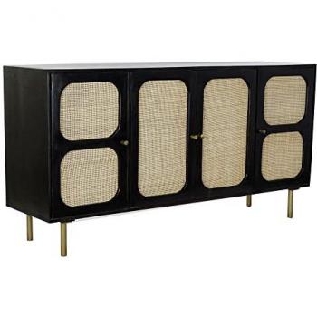 Credenza DKD Home Decor 150 x 40 x 78 cm Nero Naturale Rattan Legno di Mango