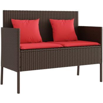 Powder-Coated Steel & Brown Rattan Compact Bench – Vida XL