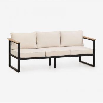 Canapé extérieur 3 places aluminium & bois d’acacia Lipov Noir