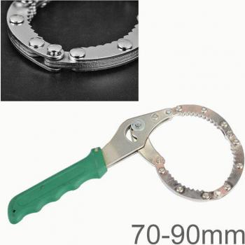 Llave de filtro de aceite para coche, acero inoxidable, ajustable 70-90mm, 1 ud