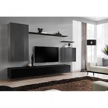 ASM‑Graphit Living‑Wall mit Hochglanz und Push‑Click