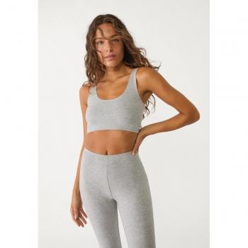 Stradivarius Grey Melange Invisible Seams Crop, XS