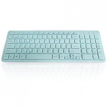 Blue Wheatgrass Wireless Keyboard with RF and Bluetooth Connectivity – Accuratus Image ECO Step One