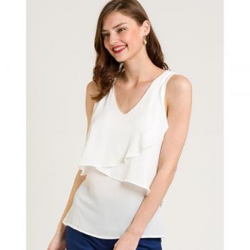Blusa de mujer Naf Naf con volantes y sin mangas