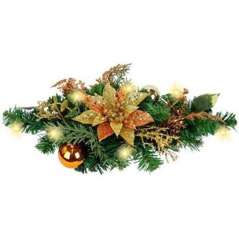 Tannen-Deko Poinsettia mit LED für festliche Tischdeko