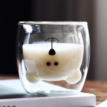 Tasse à café double couche avec motif ours