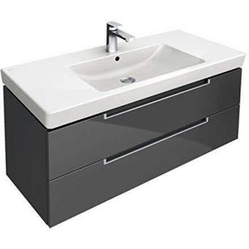 Villeroy und Boch Subway 2.0 Badunterschrank, 98,7x42x44,9 cm, Chromgriff, weißes Holz