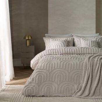 OHS Double Size Tufted Arches Duvet Cover Set in Natural