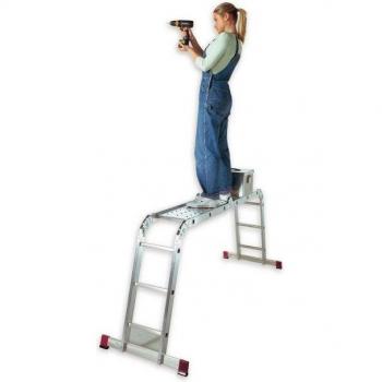 KRAUSE Corda 4x3 Sprossen Gelenkleiter, Plattform enthalten