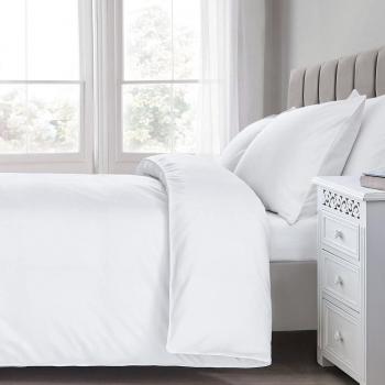 Premium Percale 200 Count Easycare Duvet Cover & Pillowcase Set – White Double