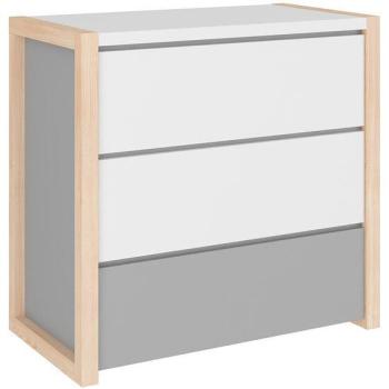 Bellamy Cabinet à 3 tiroirs – 100 x50 x865 mm, finition blanche et grise