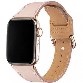 SUNFWR Genuine Leather Replacement Strap for iWatch Series 6/5/4/3/2/1, SE