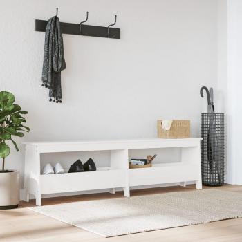 Banc d'entrée design blanc 160x28x45 cm en bois de pin