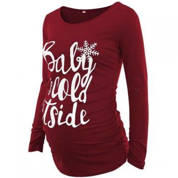 T-shirt à manches longues col rond – Tenue de maternité hivernale et élégante