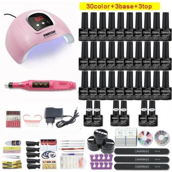 Complete Acrylic Nail Manicure Set with Gel Polish