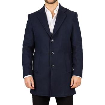 Infinity Leather Blue Wool‑Blend Overcoat – Men’s 48R, Notched Lapel