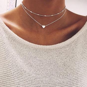 Collana con Cuore e Pallina Doppio Strato