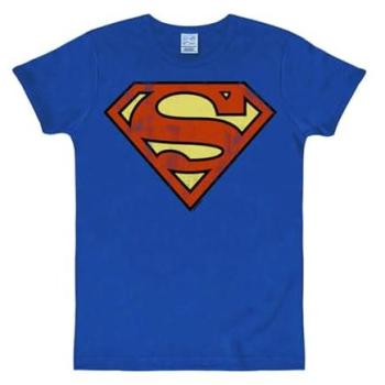 Damen Superman XL Blau Shirt – Rundhals, Baumwolle, Retro‑Design