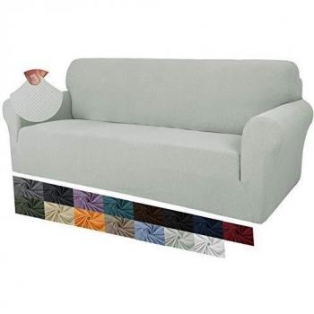 MAXIJIN Creative Jacquard Couch Covers for 3 Seater, Super Stretch Non Slip Sofa Cover for Dogs Pet Friendly 1-Piece Elastic Furniture Protector Sofa Slipcovers (3 Seater, Ivory)