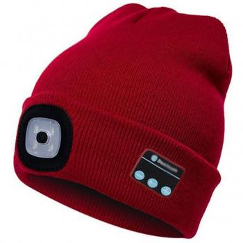 Bluetooth Knitted Hat with Earphones and LED for Hiking and Fishing