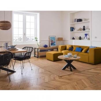 Canapé modulable en velours côtelé jaune