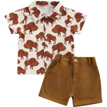 Ropa informal de verano para bebés, top estampado y shorts