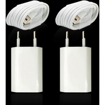 2 Set Wall Charger with EU Plug and 8 Pin USB Cable for iPhone 5/5S/6/6S/7/8