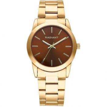 Orologio Radiant 36 mm in Acciaio Dorato con Cinturino Marrone