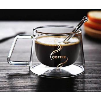 Tasse en verre double paroi avec cuillère 200 ml