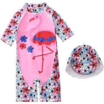 Short Sleeve Flamingo Bathing Suit