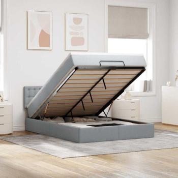Cama Otomana 140x200cm en Tela Gris Claro