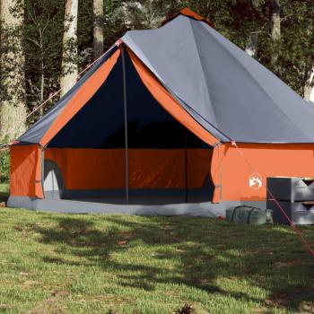 Tente de Jardin Tipi 8 Pers. Gris‑Orange – Imperméable