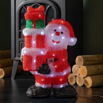Samuel Alexander 41cm Glow‑in‑the‑Dark Acrylic Santa with 3 Presents, 40 LEDs